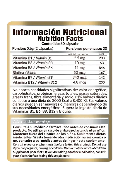 informacion nutricional b-complex